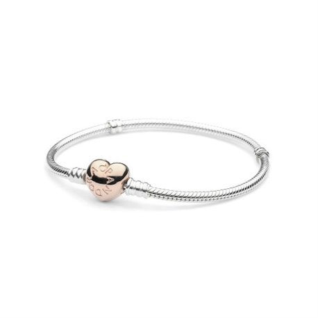 Pulsera Pandora 580719-17 mujer plata corazón Rose