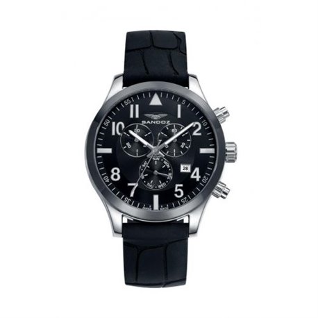 Reloj Sandoz 81381-58 Hombre Negro Cuarzo Analógico