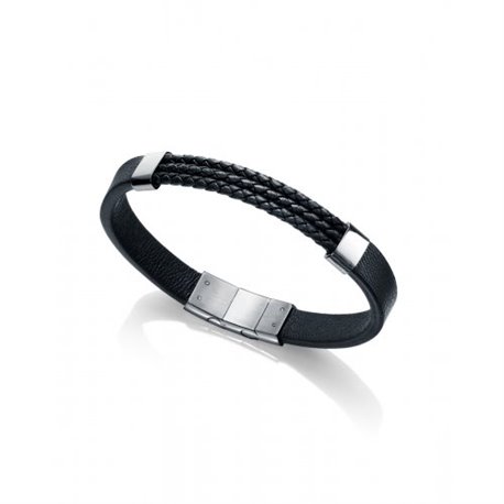 Pulsera Magnum Viceroy 75108P01010 Hombre acero y piel.