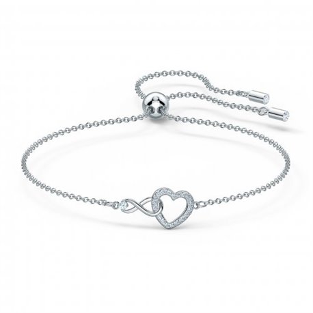 Pulsera Infinity Heart SWAROVSKI 5524421, blanco, baño de rodio