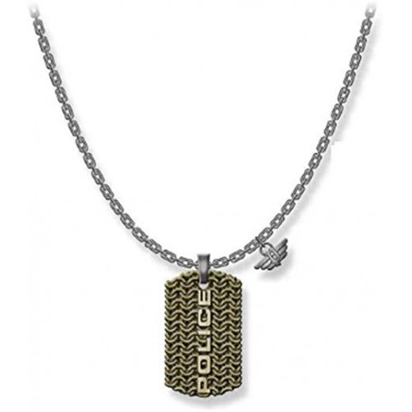 Collar Police hombre PJ.26565PSQG-03, acero, gris y dorado