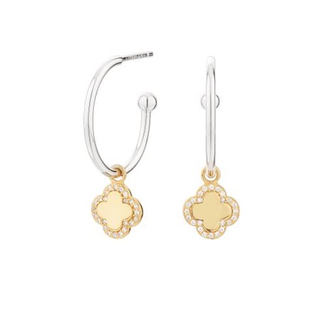 Pendientes Cube Aro Flor Bicolor ITEMPORALITY SEA-401-062-UU Mujer plata