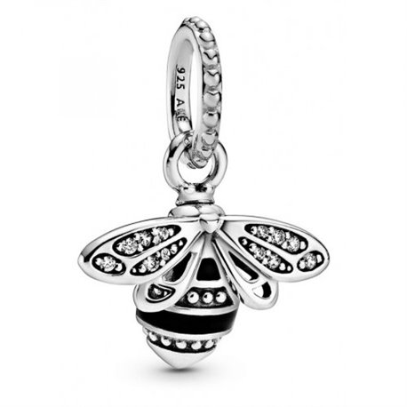 Charm Abeja Pandora 398840C01 mujer plata con esmalte negro  y circonita.