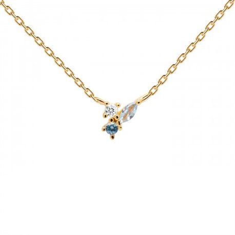 Collar  P D PAOLA Midnight Blue Gold CO01-176-U Mujer plata en dorado circonitas color.