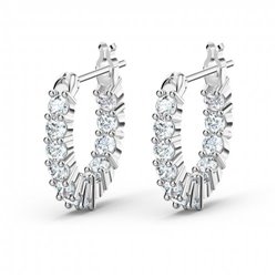 Pendientes Swarovski de aro Vittore Mini 5562126 blanco baño de rodio 