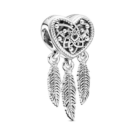 Charm Atrapasueños Corazón en filigrana y Plumas 799107C00 mujer plata