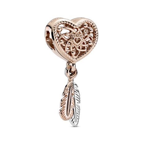 Charm Atrapasueños Corazón en filigrana y Plumas 789068C00 Pandora Rosé