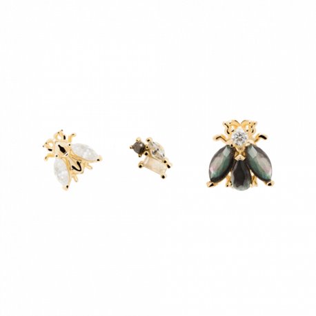 Set de tres pendientes BU01-004-U gold mujer