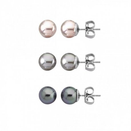 Pack de 3 pendientes perla Majorica 13185.10.2.000.010.1 mujer plata