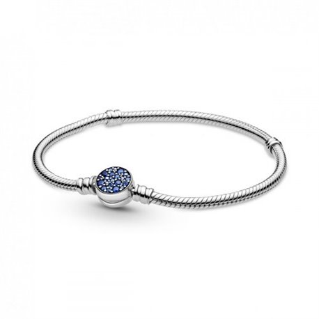 Pulsera Pandora Moments Sparkling Blue Disc 599288C01-18 plata 