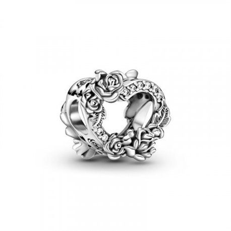 Charm Pandora Corazón Abierto y Flores Rosas 799281C01 plata 