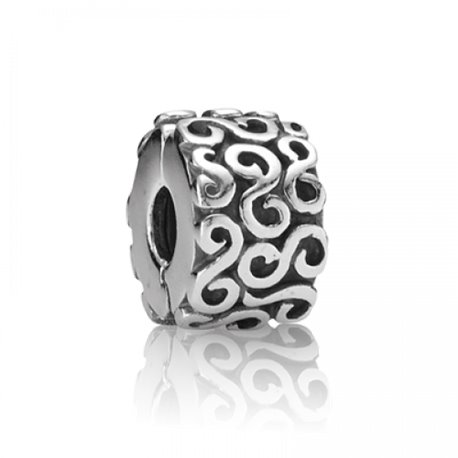 Abalorio Clip PANDORA 790338 Mujer Plata Serpentina Negro