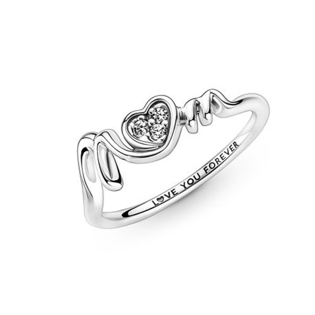 Anillo Pandora 191149C01-52 Corazón de madre pavé