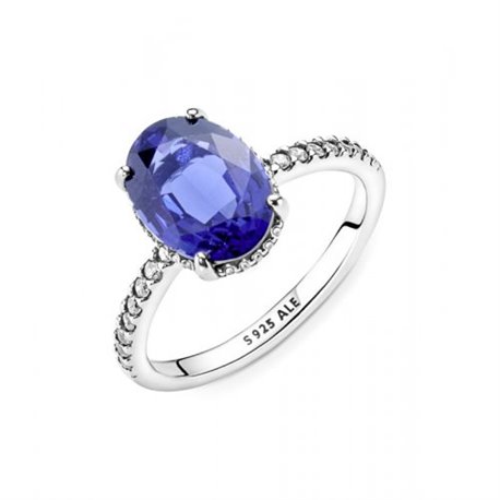 Anillo Pandora compromiso 190056C01-56 Halo azul