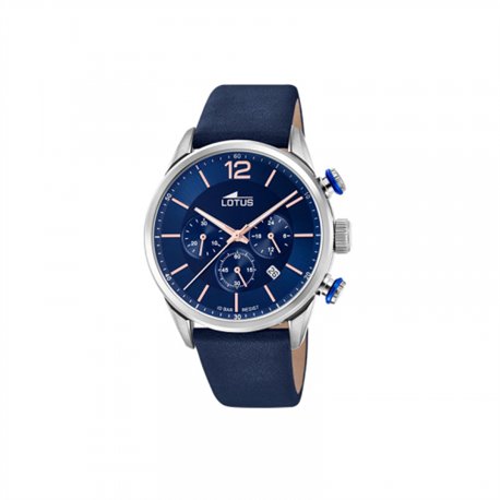 Reloj Lotus Chrono 18689/2 acero y piel azul