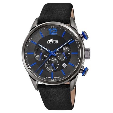 Reloj Lotus Chrono 18687/3 acero y piel negra