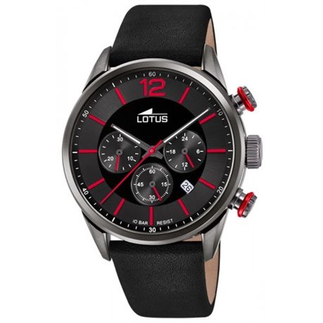 Reloj Lotus Chrono 18687/6 acero y piel negra