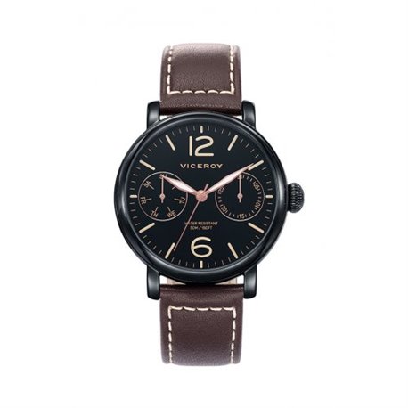 Reloj Viceroy  471047-55 Hombre Negro Piel Multifunción