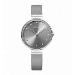 Reloj Bering 12034-609 Mujer Gris Piel Cuarzo